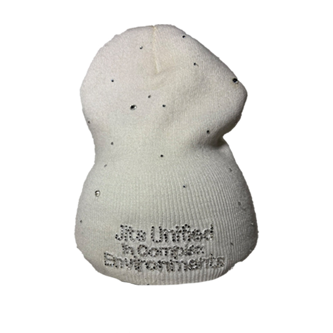 White Rhinestone Beanie